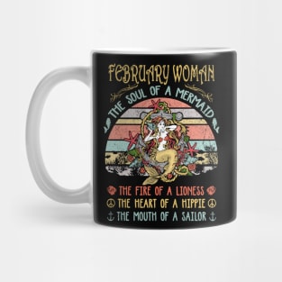 February Woman The Soul Of A Mermaid Vintage Birthday Gift Mug